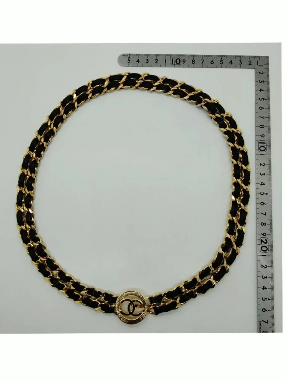 Authentic Chanel CC Chain Belt Black Leather Gold Medallion Logo - Picture 3 of 10